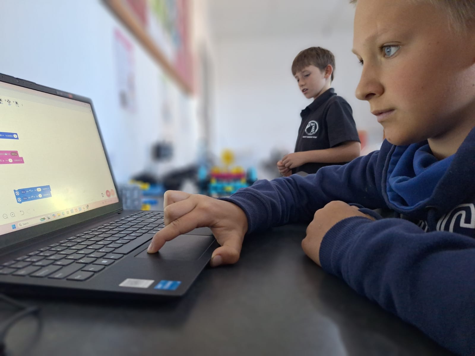 Student building robot